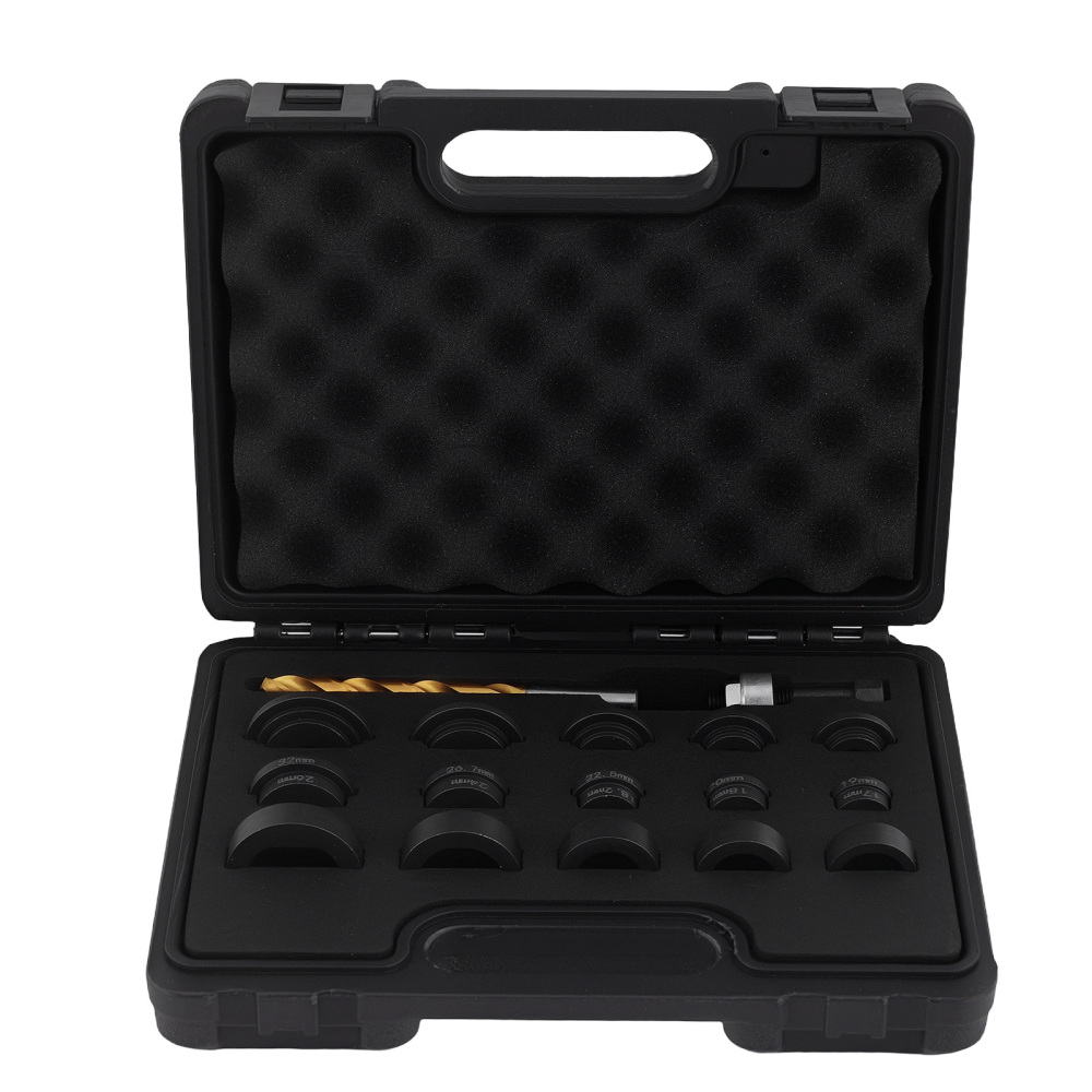 17pc Auto Hole Punch Set for Sensor Installation 17-32mm Carbon Steel Tool