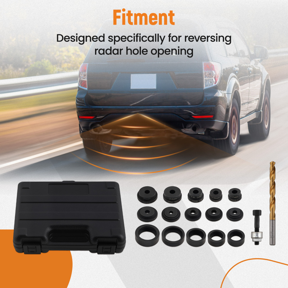 17pc Parking Sensor Hole Cutter Maker Tool Set for Vehicle Bumper Steel Kit