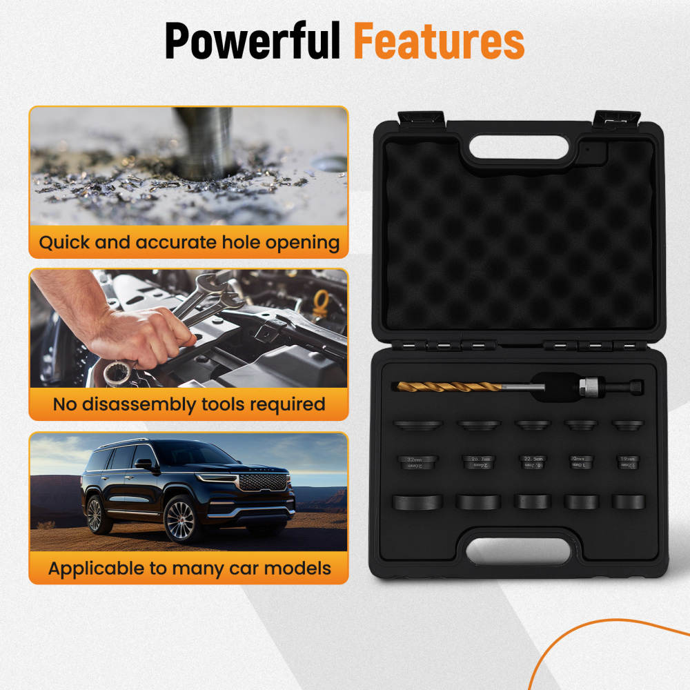 17pc Parking Sensor Hole Cutter Maker Tool Set for Vehicle Bumper Steel Kit