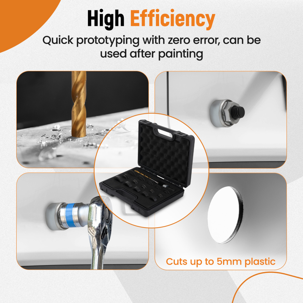 17pc Parking Sensor Hole Cutter Maker Tool Set for Vehicle Bumper Steel Kit