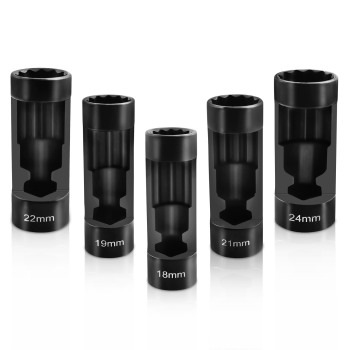5pcs Strut Nut Socket 18mm 19mm 21mm 22mm 24mm 1/2 Drive Suspension Shock Tool