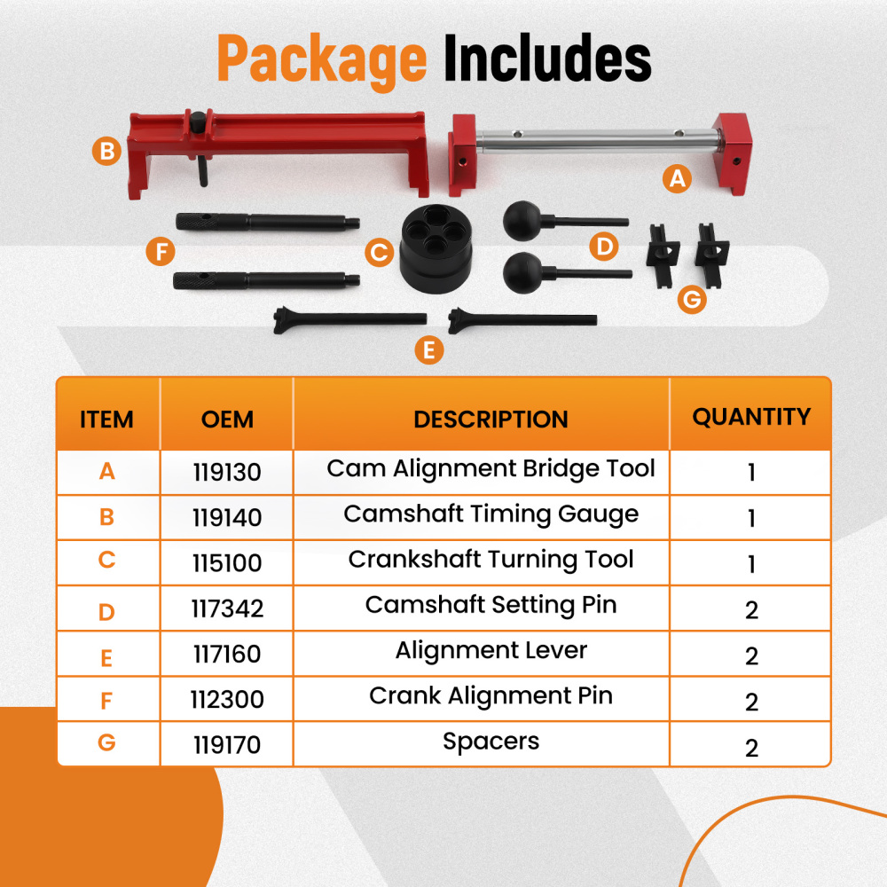 9 Pcs Camshaft Alignment Timing Tool Kit for E46 M3 E35 Z3 E85 E86 Z4 119130