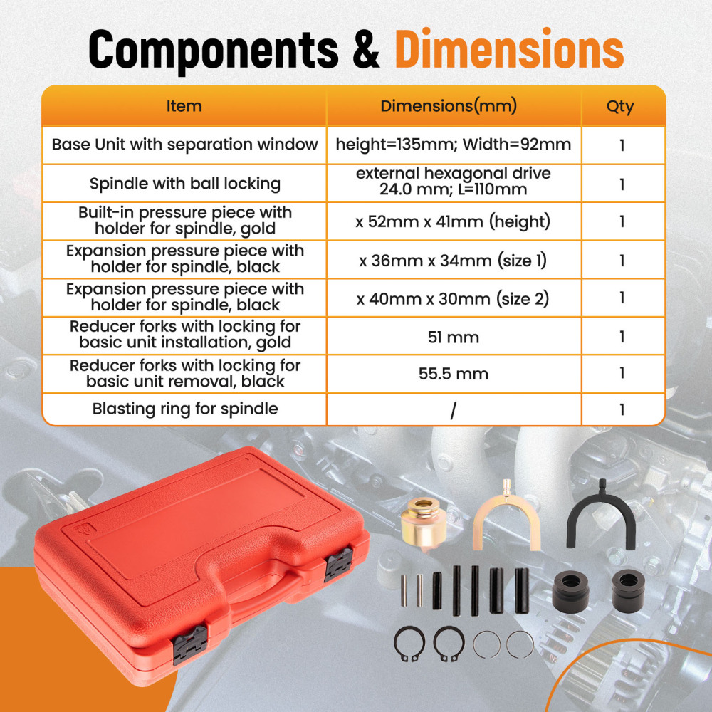 Front Axle Ball Joint Extractor Set Puller Remover Installer Tool 6pcs compatible for VW T4