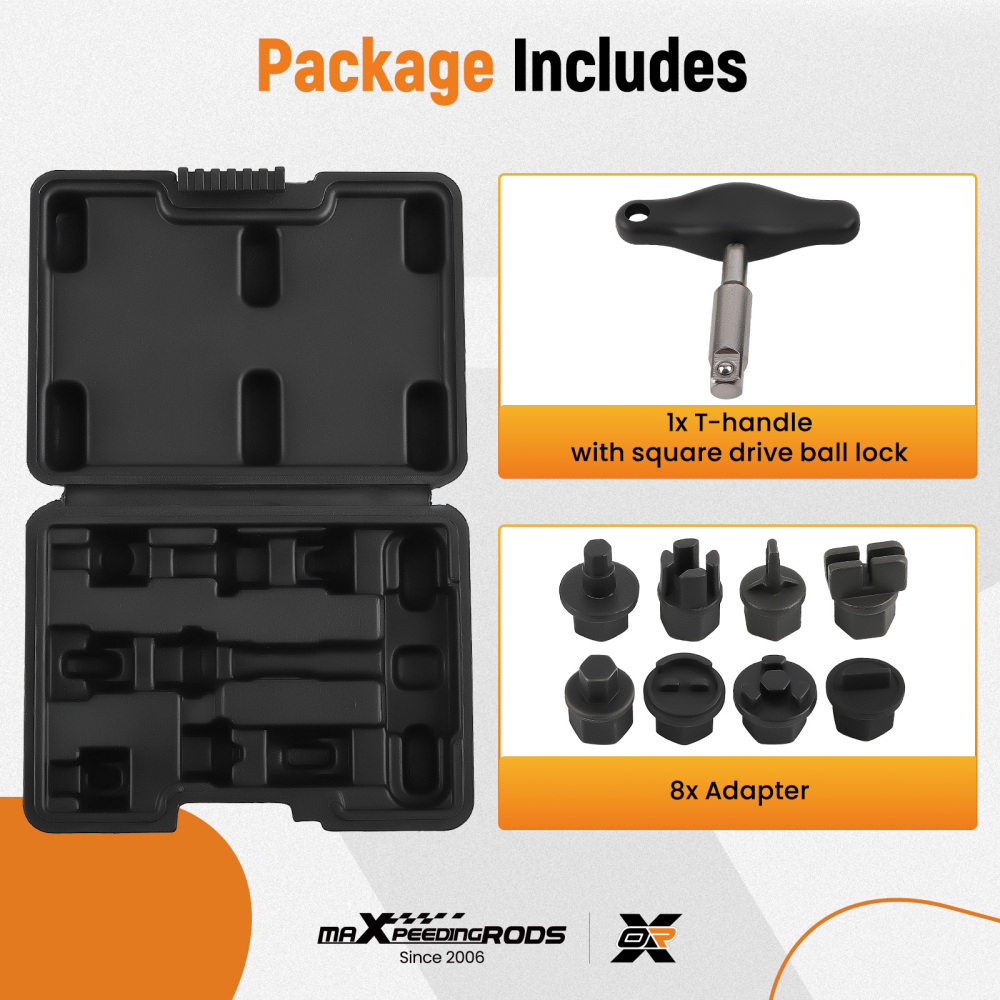 9pcs Oil Drain Plug Wrench Drain Plug Removal Kit compatible for Audi VW Ford