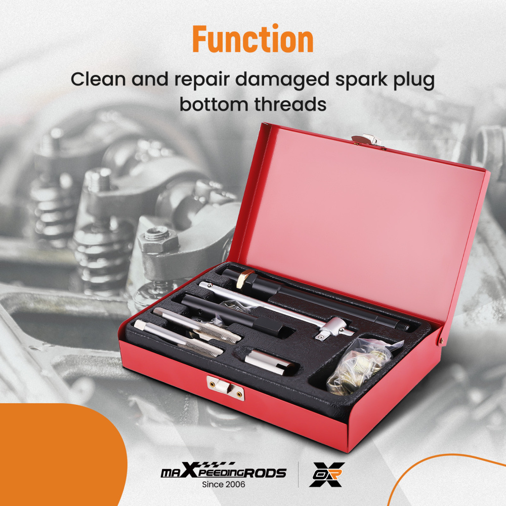 26x Spark Plug Thread Repair Kit Rethreading Tool Kit for Car/Truck/Lawn Mower