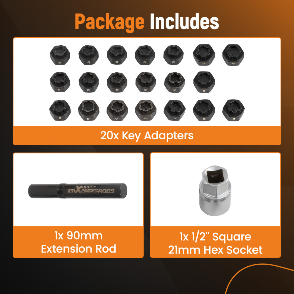 22 Pack Locking Lug Nut Removal Key Wheel Lock Removal Toolfor compatible for BMW Universal