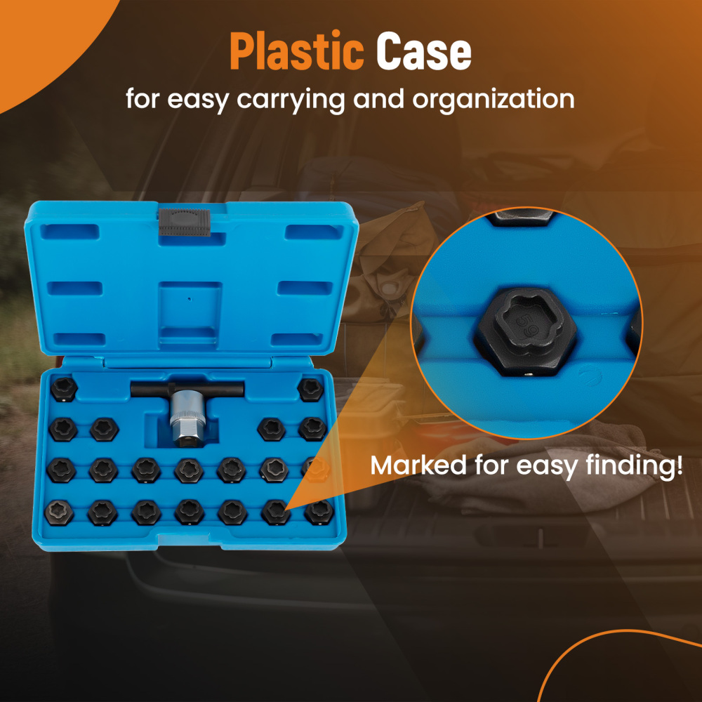 22 Pack Locking Lug Nut Removal Key Wheel Lock Removal Toolfor compatible for BMW Universal