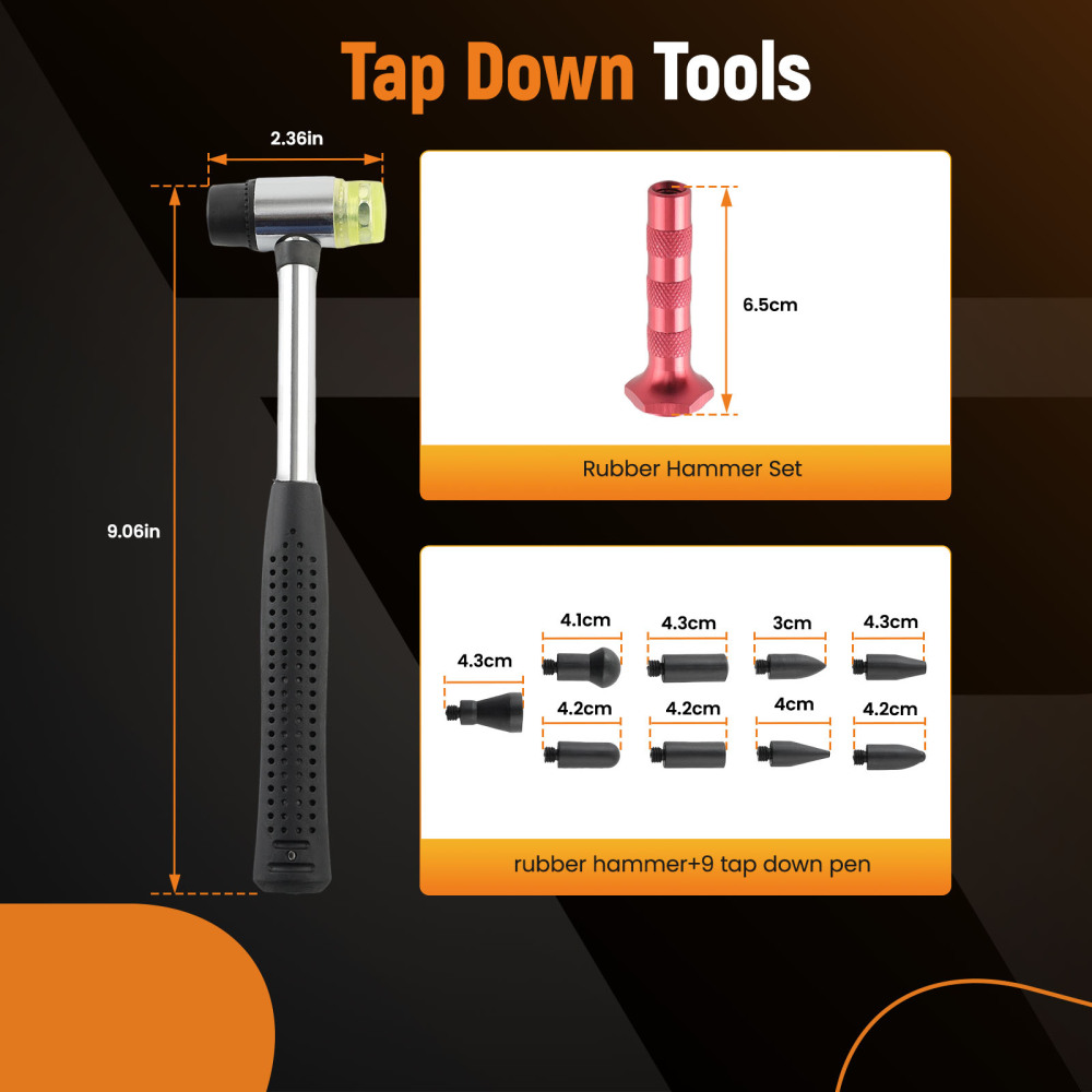Dent Repair Tool With Slide Rubber Hammer T Bar Dent Puller Blue Puller Tabs