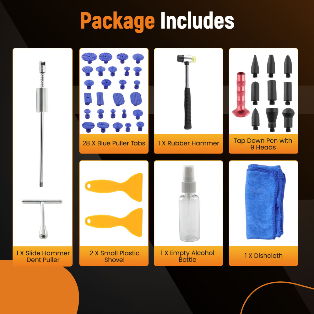 Dent Repair Tool With Slide Rubber Hammer T Bar Dent Puller Blue Puller Tabs