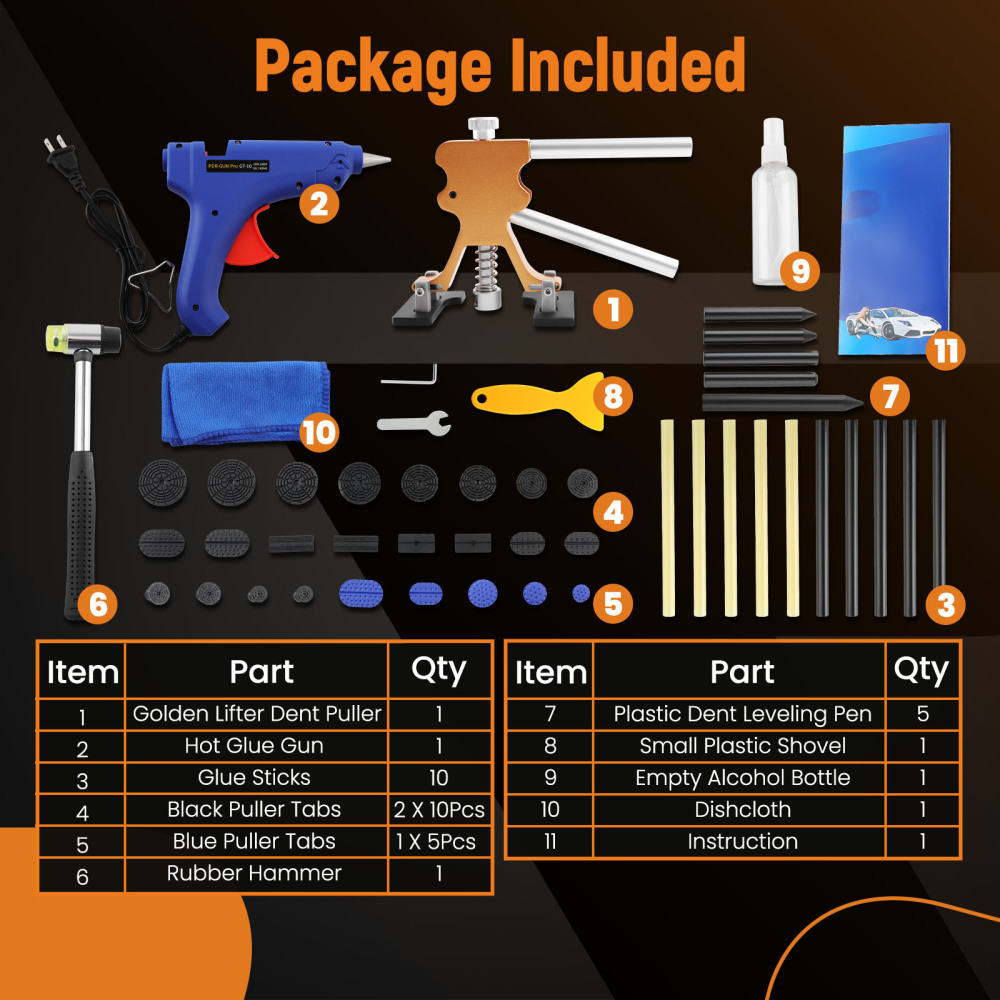 Auto Body Dent Repair Kit Car Dent Puller with Golden Dent Puller for Auto Body