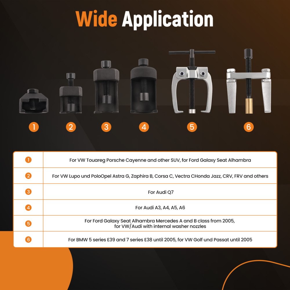 6pc Wiper Arm Puller Removal Universal Set compatible for Audi Porsche BMW Ford VW Honda