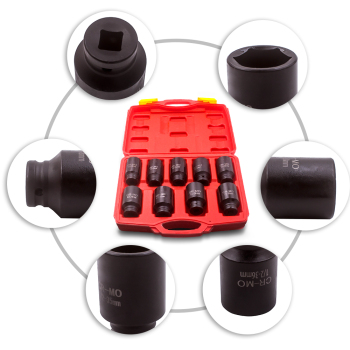 AXLE NUT SOCKET SET 9pc 1/2 inch Deep Drive *29*30*31*32*33*34*35*36*38mm Impact