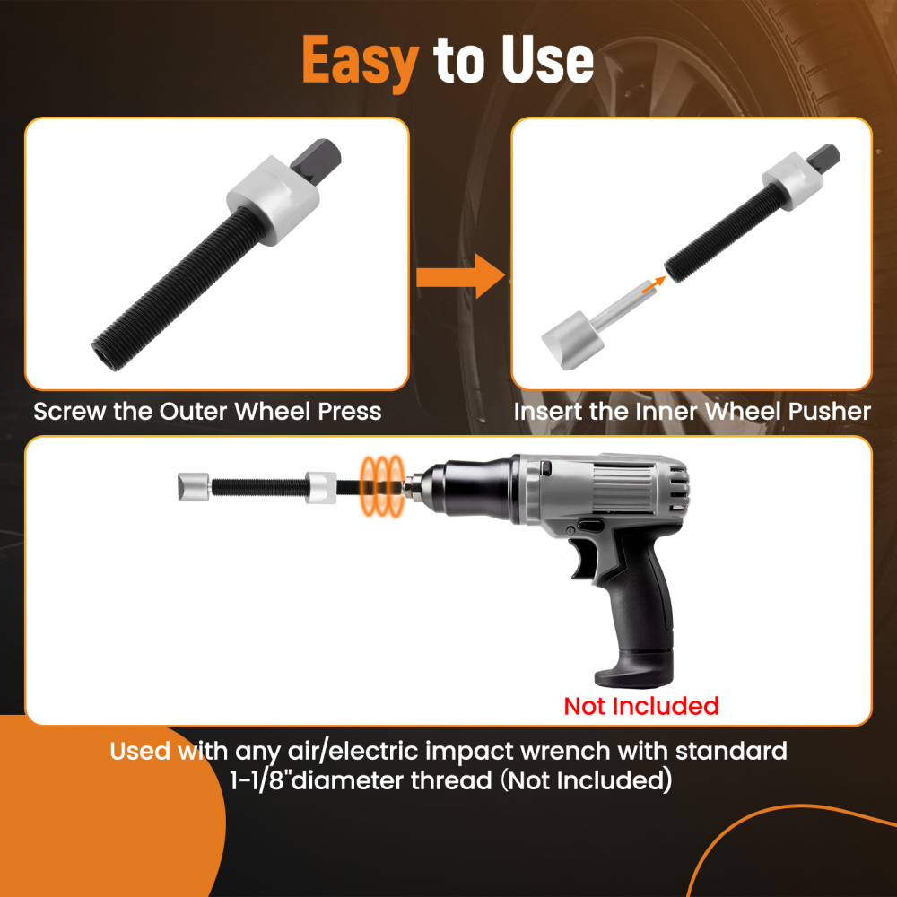 4pcs Dual Wheel Separator One-Piece Pusher Wheel Hub Removal Tool Kit Steel