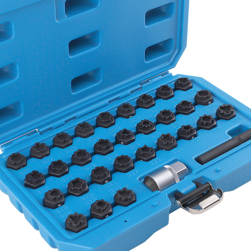 Anti-theft Wheel Lock Lug Nut Key Socket Set Remover Tool Kit compatible for Mercedes-Benz