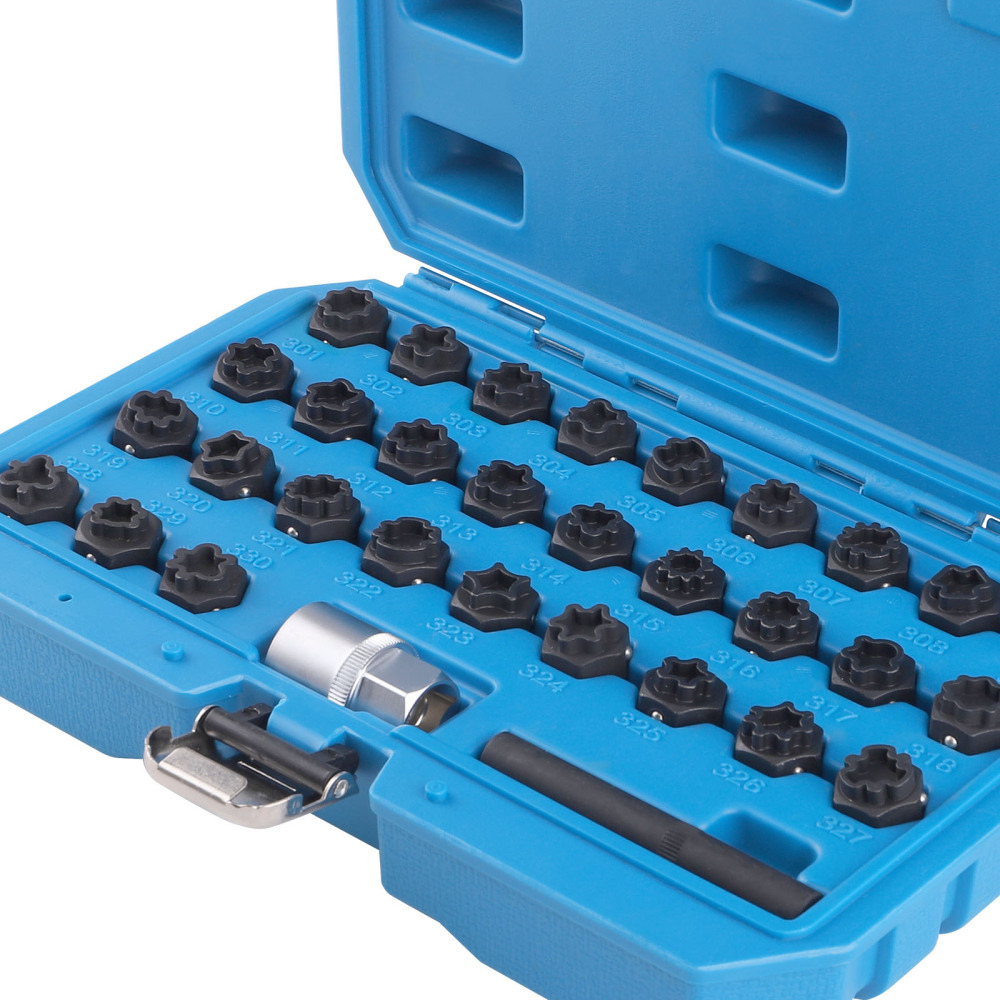 Anti-theft Wheel Lock Lug Nut Key Socket Set Remover Tool Kit compatible for Mercedes-Benz