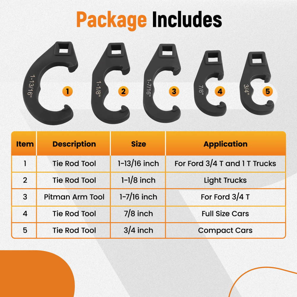 5Pcs Tie Rod and Pitman Arm Adjusting Tool for Light Truck high carbon steel