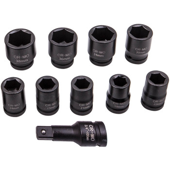 21PCS 3/4 inch 19-50mm Drive Deep Impact Socket Set Garage Repair Ratchets