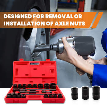 21PCS 3/4 inch 19-50mm Drive Deep Impact Socket Set Garage Repair Ratchets