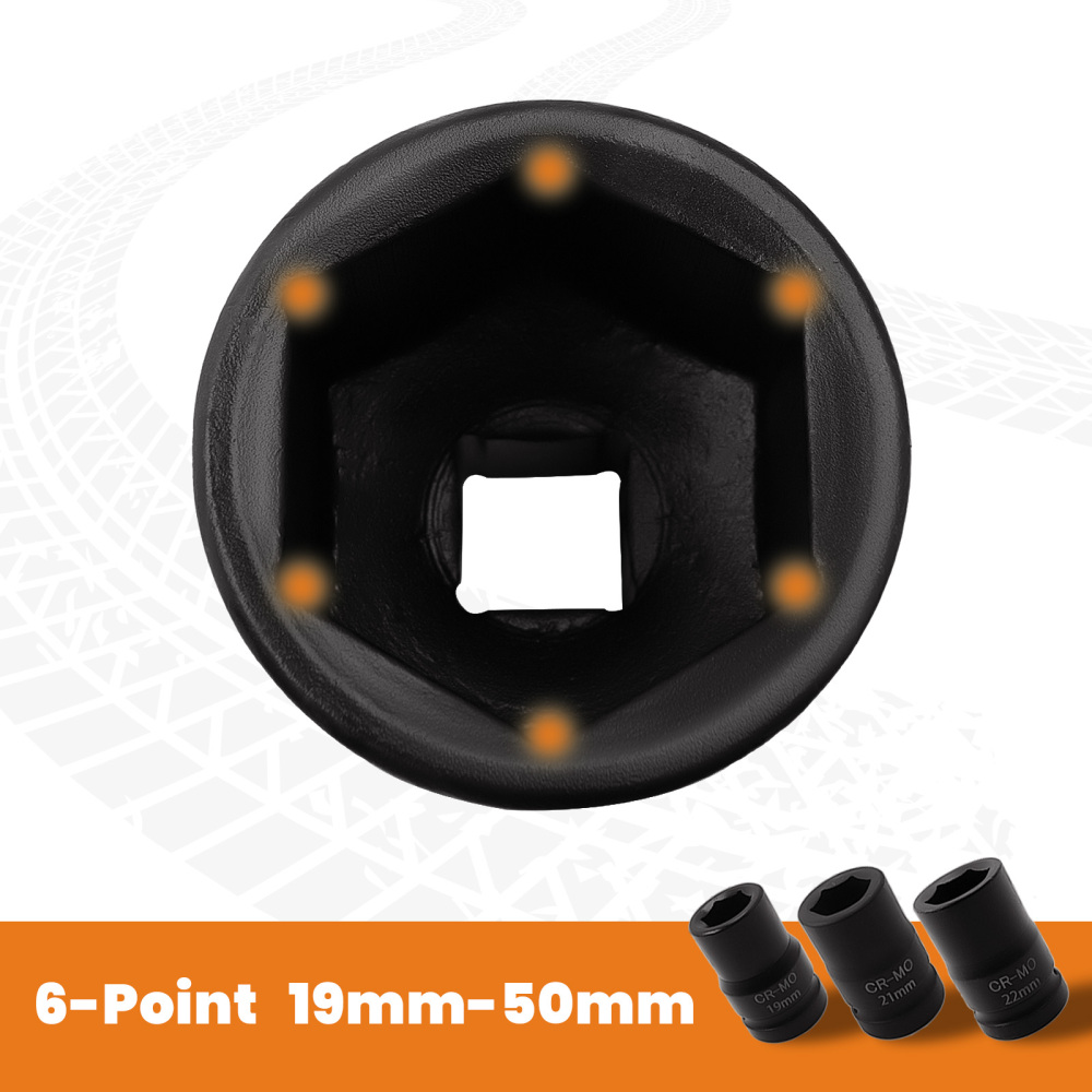 21PCS 3/4 inch 19-50mm Drive Deep Impact Socket Set Garage Repair Ratchets