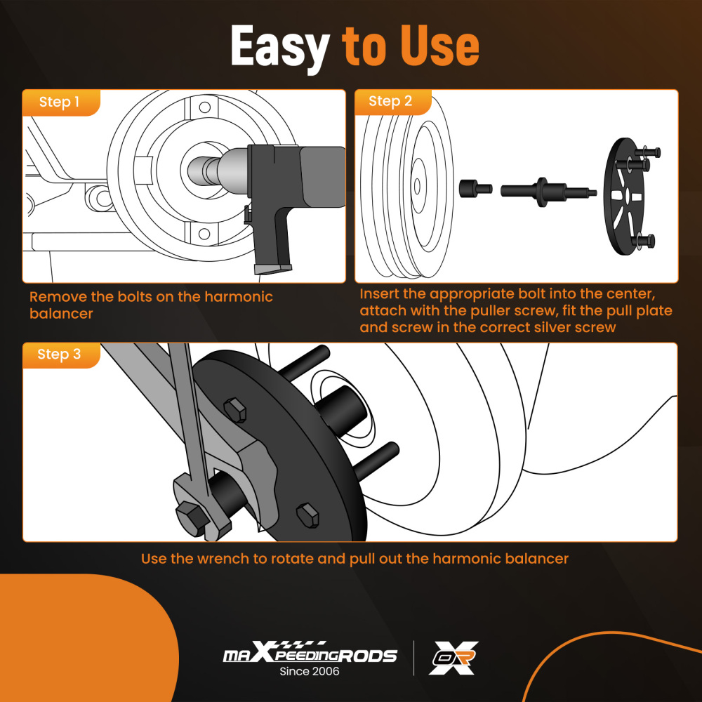 Harmonic Balancer Puller RemovalInstall Tool Set Flywheel Crankshaft Kit New