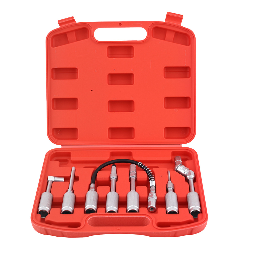 7pc Deluxe Grease Gun Fitting Kit for Auto Shop with 360°90° Swivel Couplers