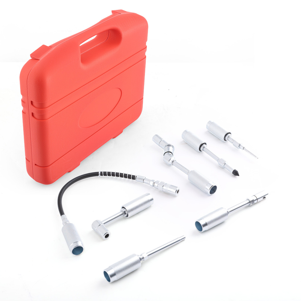 7pc Deluxe Grease Gun Fitting Kit for Auto Shop with 360°90° Swivel Couplers