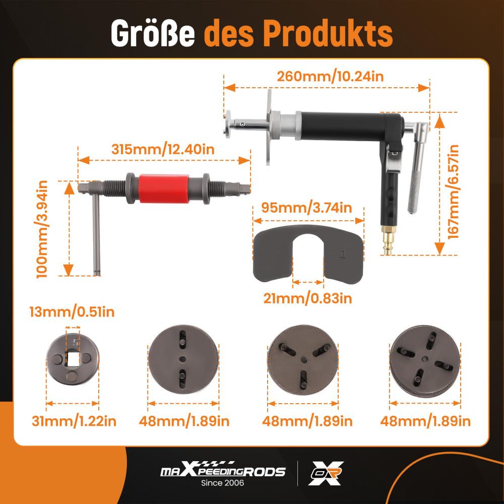 Tools Universal, tool set for resetting brake pistons, 8 x 150.2296