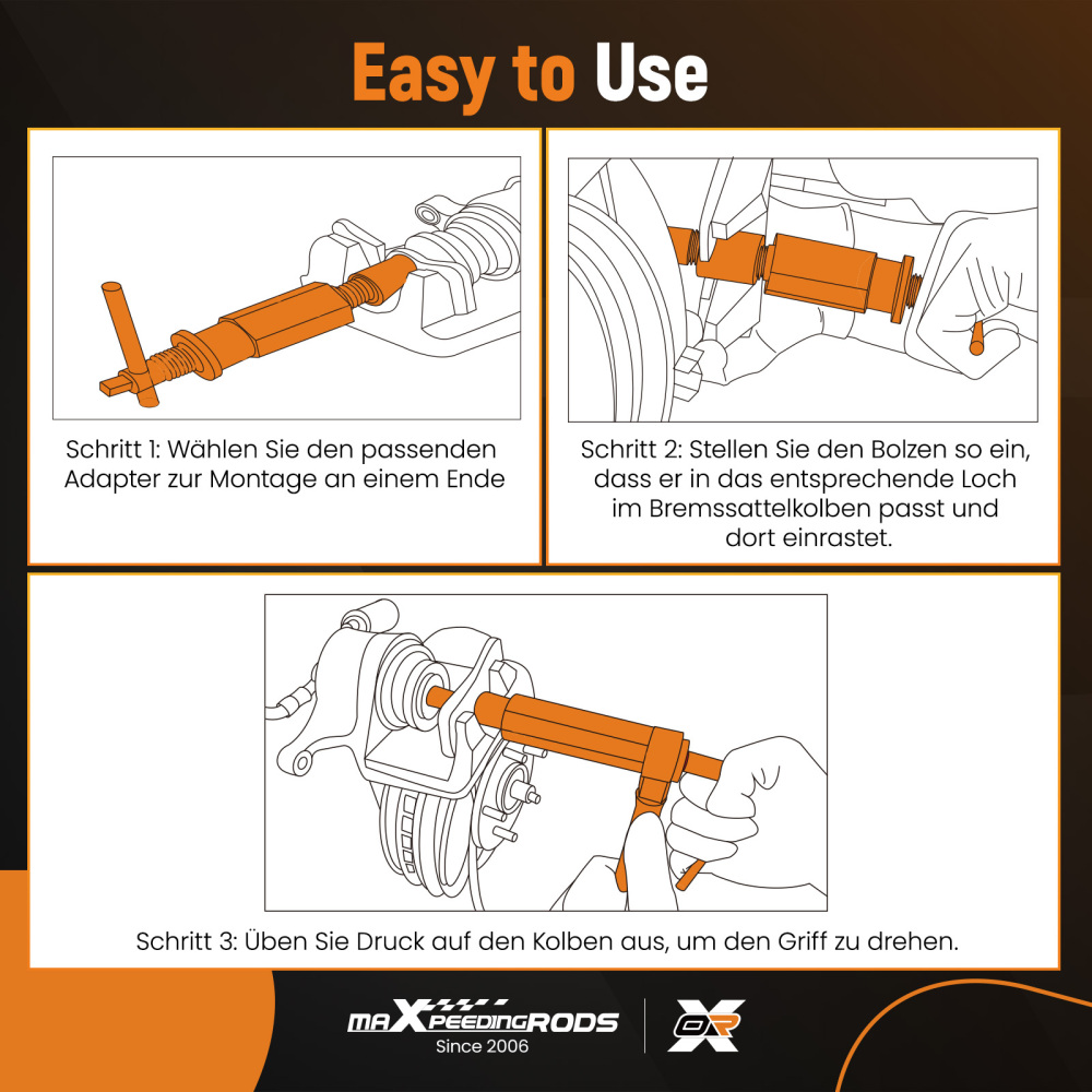 Tools Universal, tool set for resetting brake pistons, 8 x 150.2296