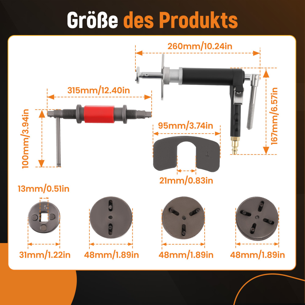 Tools Universal, tool set for resetting brake pistons, 8 x 150.2296