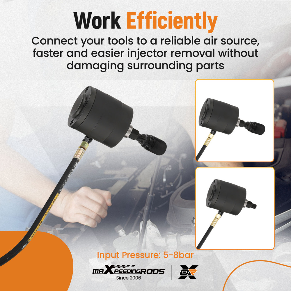 Diesel Injector Puller Pneumatic Injector Extractor Puller Tool Kit  19 Adapters