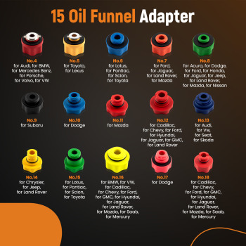 21pcs Automotive Engine Oil Dispenser Funnel Kit with 15 Adapters