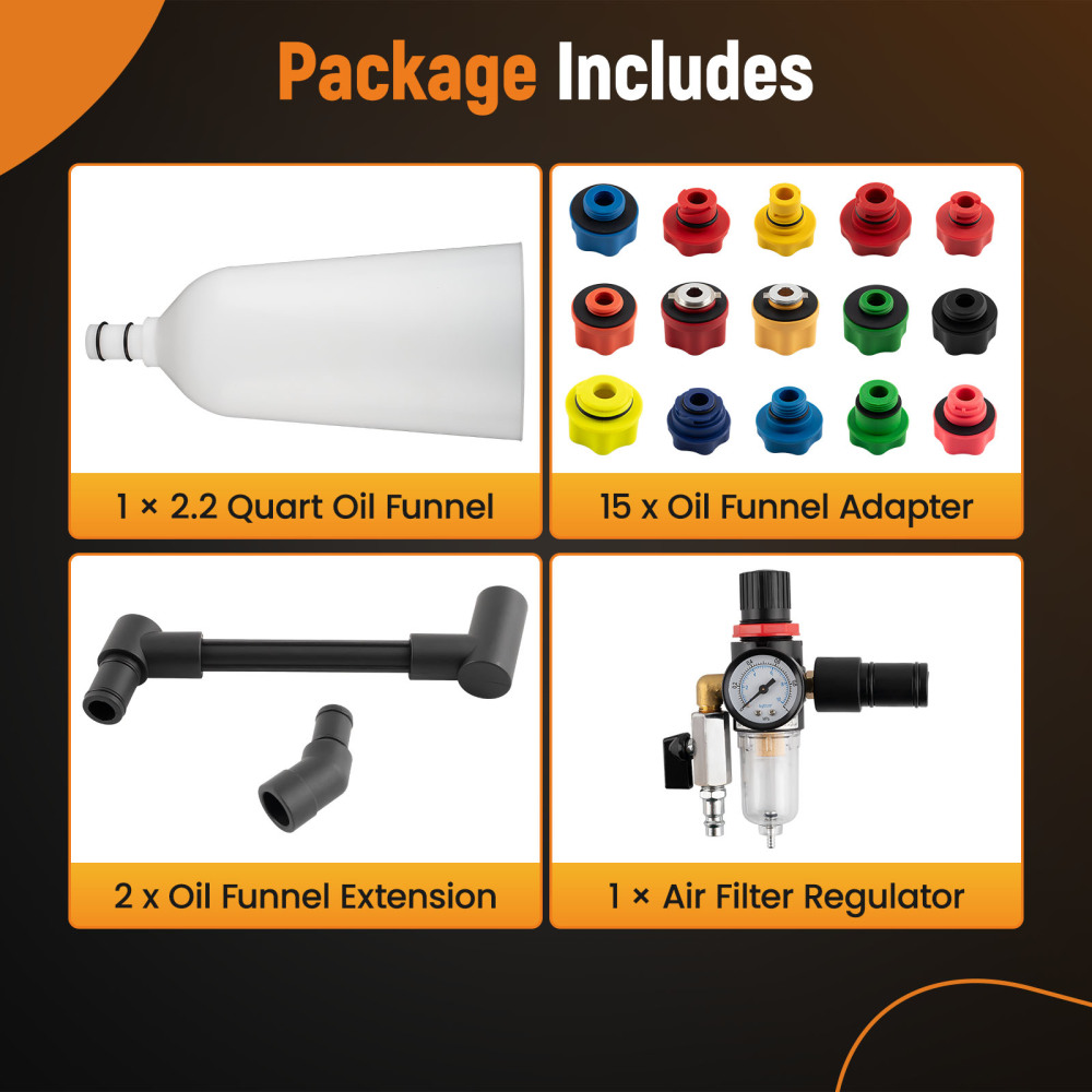 21pcs Automotive Engine Oil Dispenser Funnel Kit with 15 Adapters