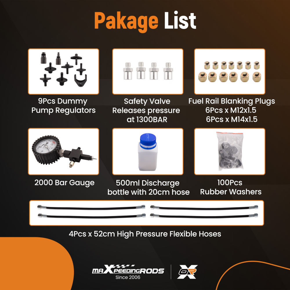 Master Common Rail Diesel High Pressure Tester Kit + Injector Pipe Blanks