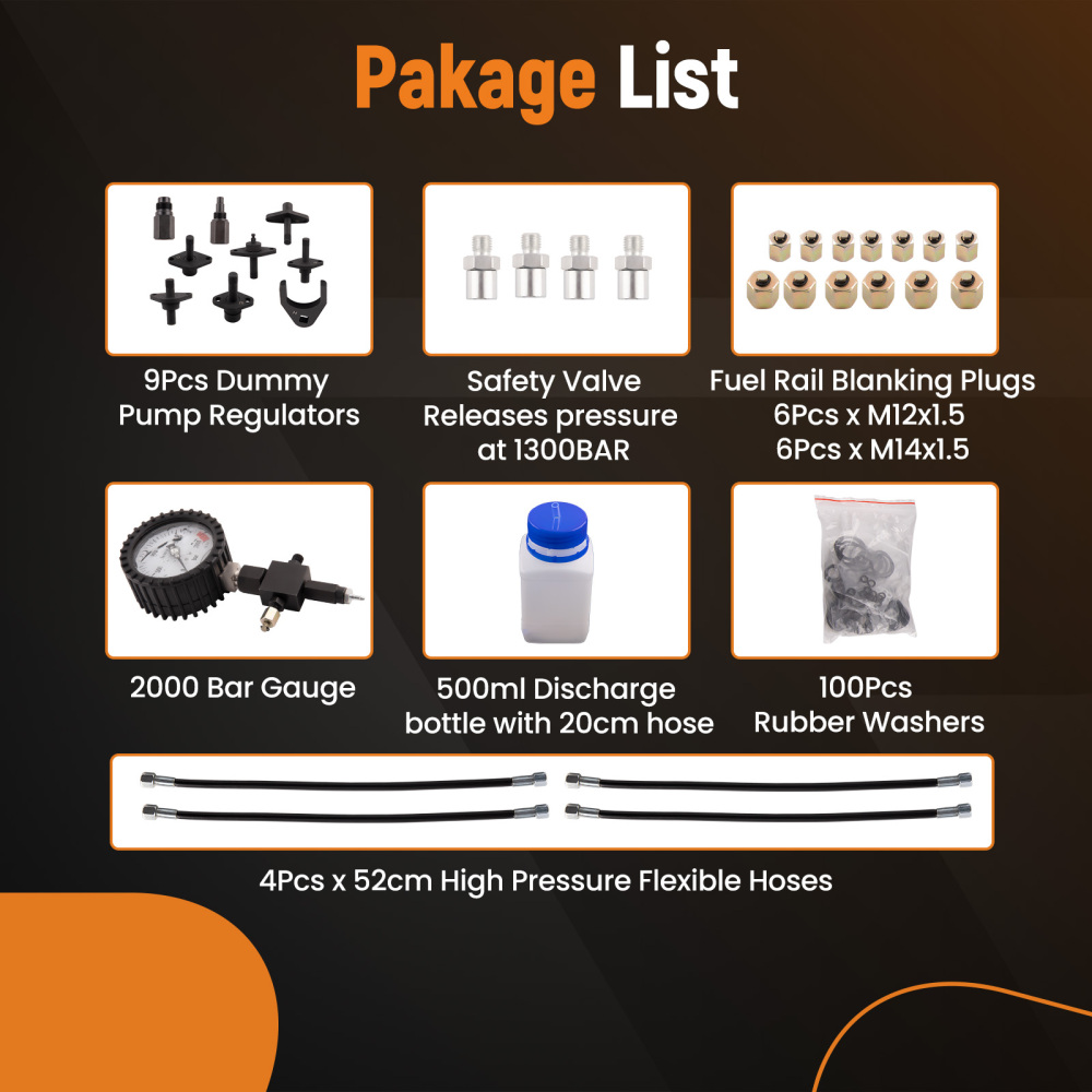 Master Common Rail Diesel High Pressure Tester Kit + Injector Pipe Blanks