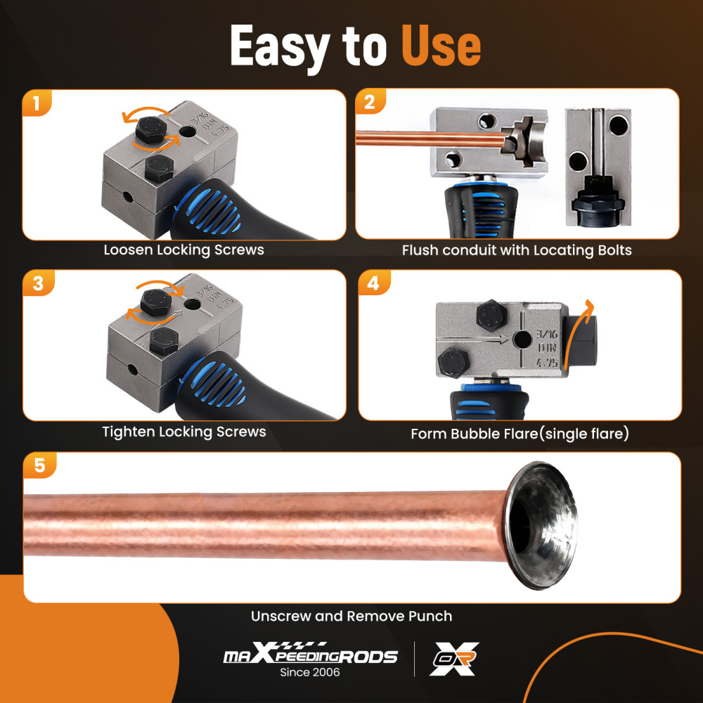 Portable Brake Pipe compatible for Mini Flaring Tool Set for 4.75mm DIN Brake Line Pipe 3/16in