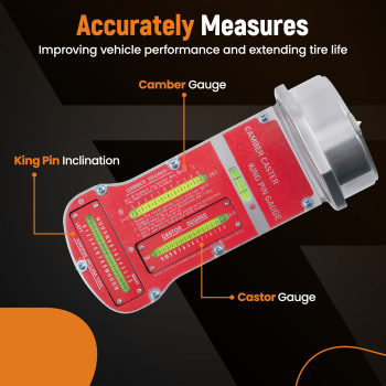Camber, Castor,Kingpin Inclination Wheel Alignment Gauge w/ Magnetic Adapter