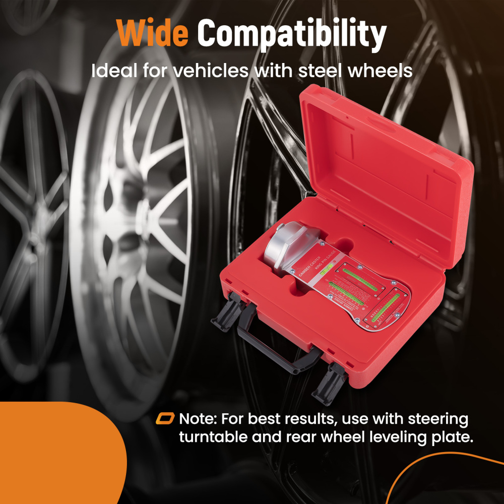 Camber, Castor,Kingpin Inclination Wheel Alignment Gauge w/ Magnetic Adapter