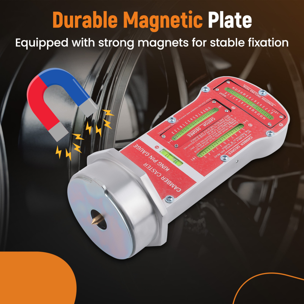 Camber, Castor,Kingpin Inclination Wheel Alignment Gauge w/ Magnetic Adapter