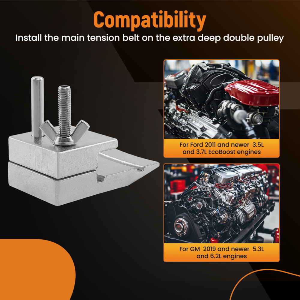 Stretch Belt Installer For Extra Deep Double Pulleys 59350 compatible for Ford 3.5L 3.7L compatible for GM 5.3