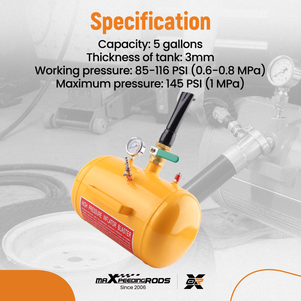 20L Tyre Inflator 5 Gallon Tank Air Tire Bead Seater Blaster Tyre Inflator Truck