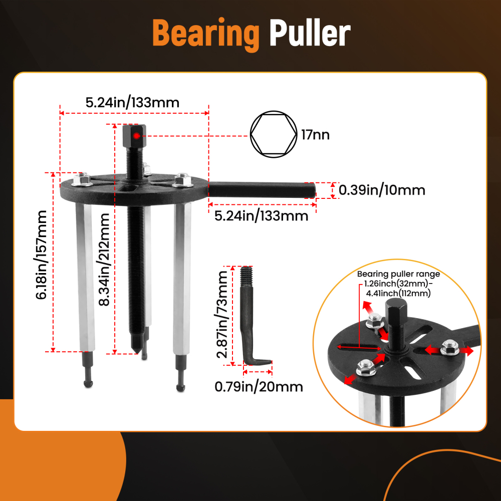 Bearing Disassembly Puller Inner Hole Puller Removal Tool Three-jaw Set New