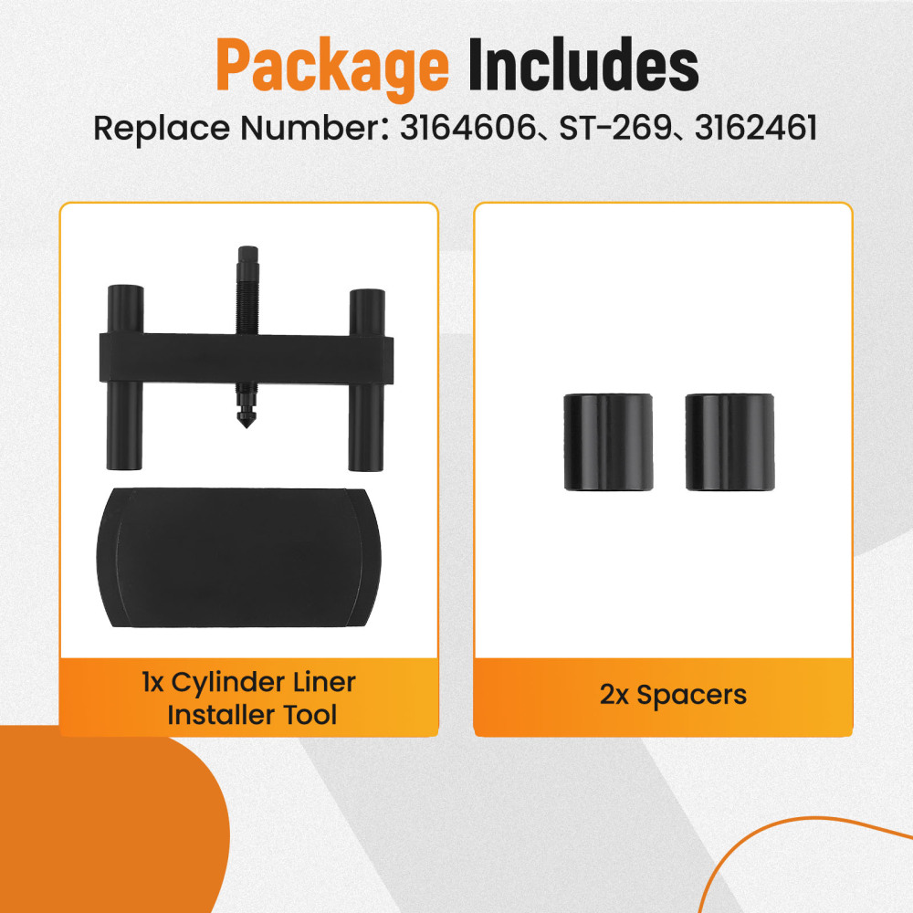 Cylinder Liner Press Installer Tool compatible for Cummins ISX X15 flat-top liner