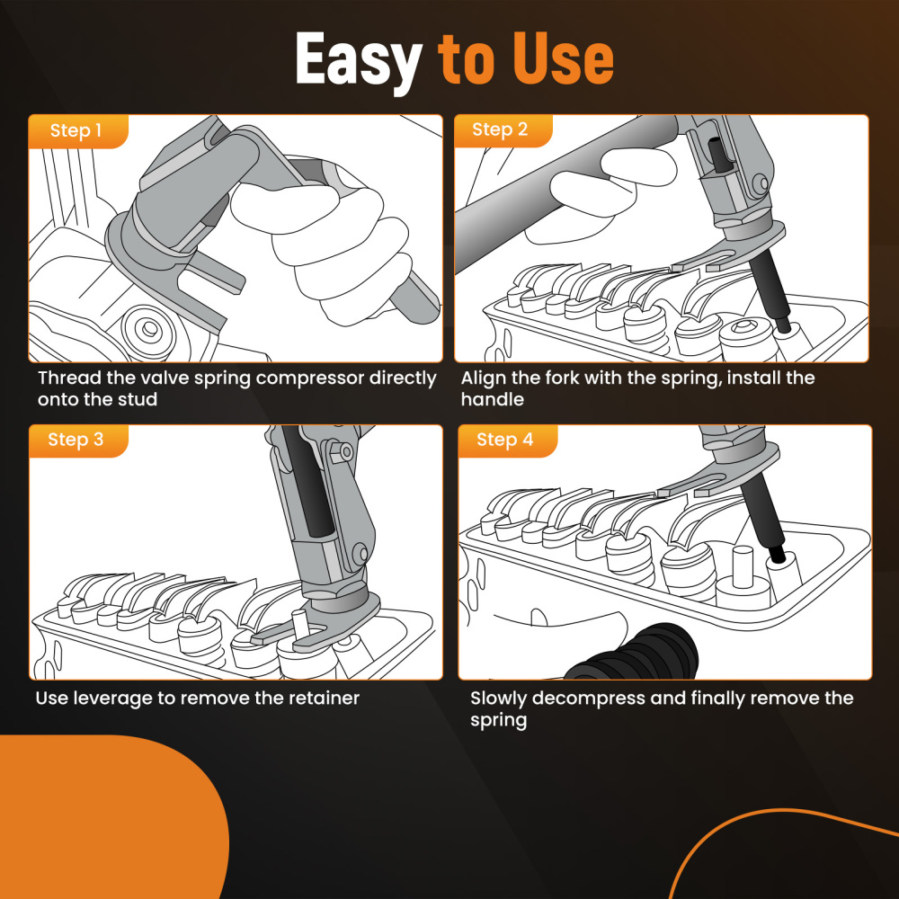 1X STUD MOUNT VALVE SPRING COMPRESSOR TOOL FOR ALL 3/87/16 ROCKER STUDS
