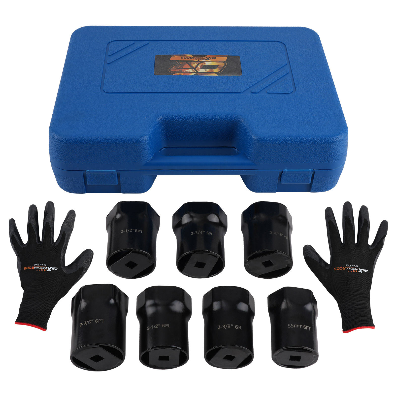 Wheel Bearing Locknut Socket Set 1/2 in Drive 7 Pcs SAE and Metric 6-Point