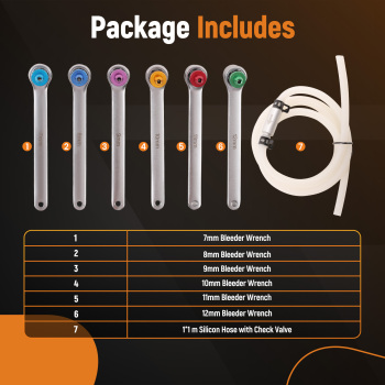 Valve Brake Oil Clutch Bleeder Hose Kit 12 Point 7mm-12mm Wrench Check