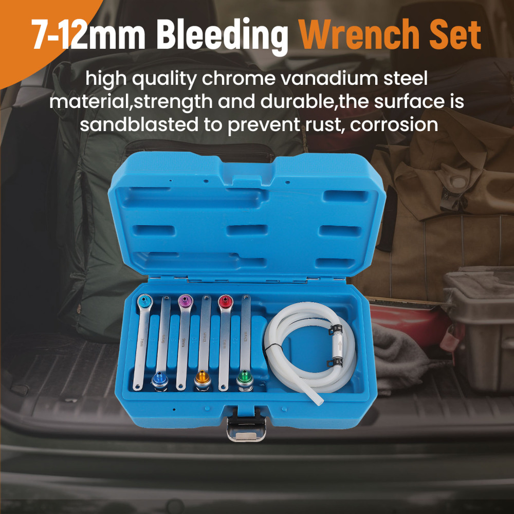 Valve Brake Oil Clutch Bleeder Hose Kit 12 Point 7mm-12mm Wrench Check