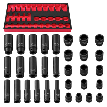 32pc Impact Socket Set 3/8 inch Drive 7mm/22mm ShallowDeep Single Hex 6 Point