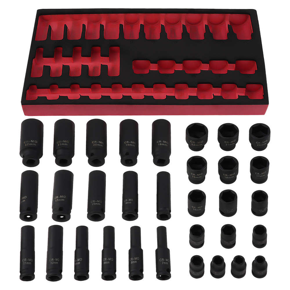 32PC 3/8 DRIVE IMPACT SOCKET SET (STANDARDDEEP) 6 POINT PROFILE