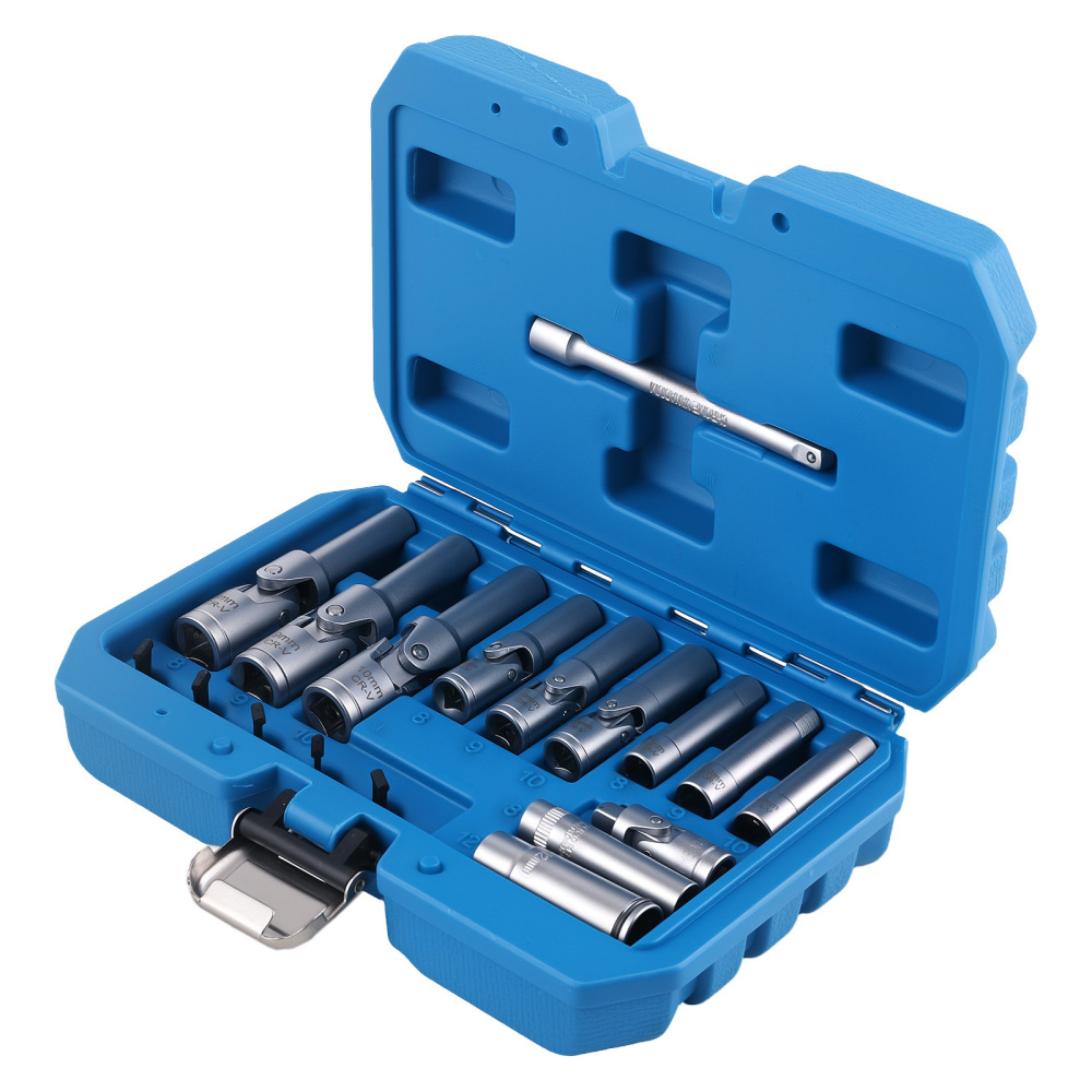 18 Piece Glow Plug Socket Set Remove Install Vehicle Garage Workshop