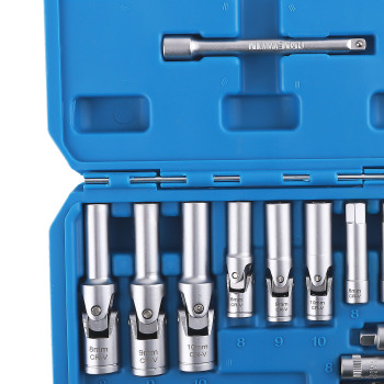 18 Piece Glow Plug Socket Set Remove Install Vehicle Garage Workshop